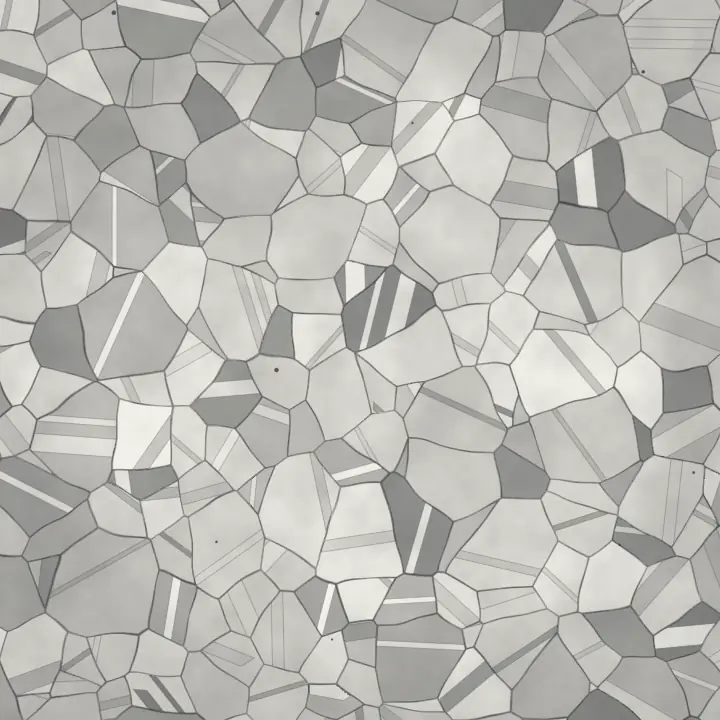 Simulated micrograph: the same 316L after etching, at ×200. Equiaxed austenite grains with thin dark boundaries, straight annealing twins and grain-to-grain shades of gray.